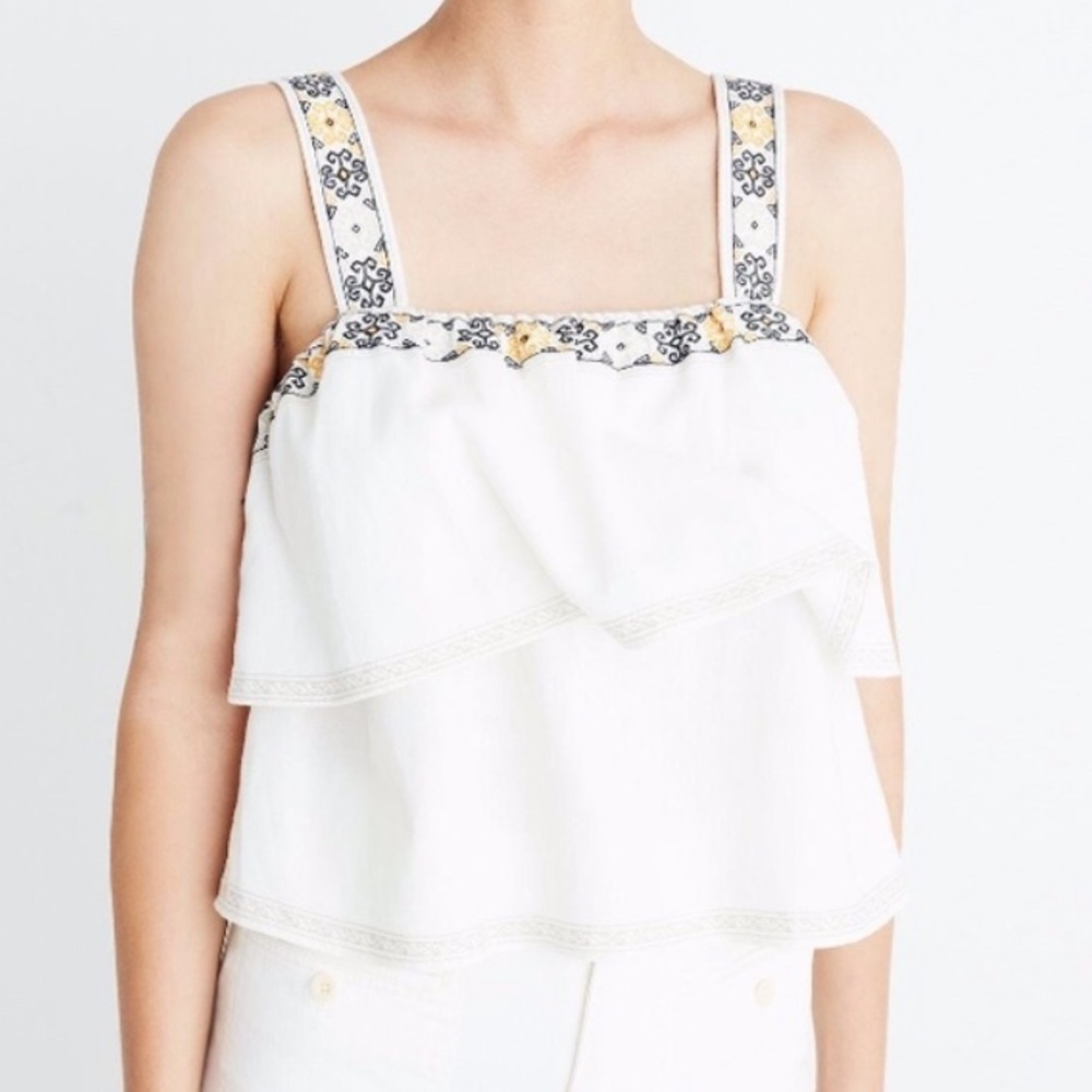 Madewell Embroidered Tiered Top